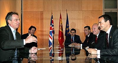 Tony Blair y el presidente espanol en la reuni�n preparatoria previa a la Cumbre de Barcelona