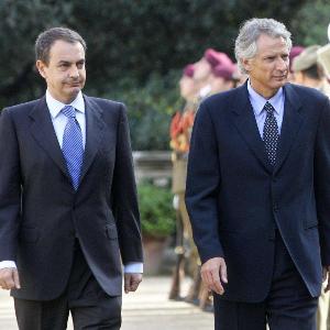 Jose Luis Rodr�guez Zapatero y Dominique de Villepin durante los actos del 50 aniversario de la independencia de Marruecos